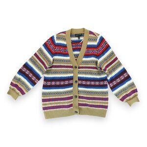 Lane Bryant Chunky Knit Print Button Up Down Grandpa Sweater Cardigan Size 14/16